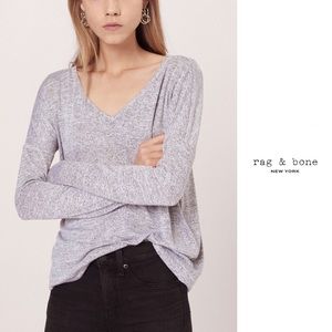 Rag & Bone Theo Gray Long Sleeve V-Neck Sz Sm